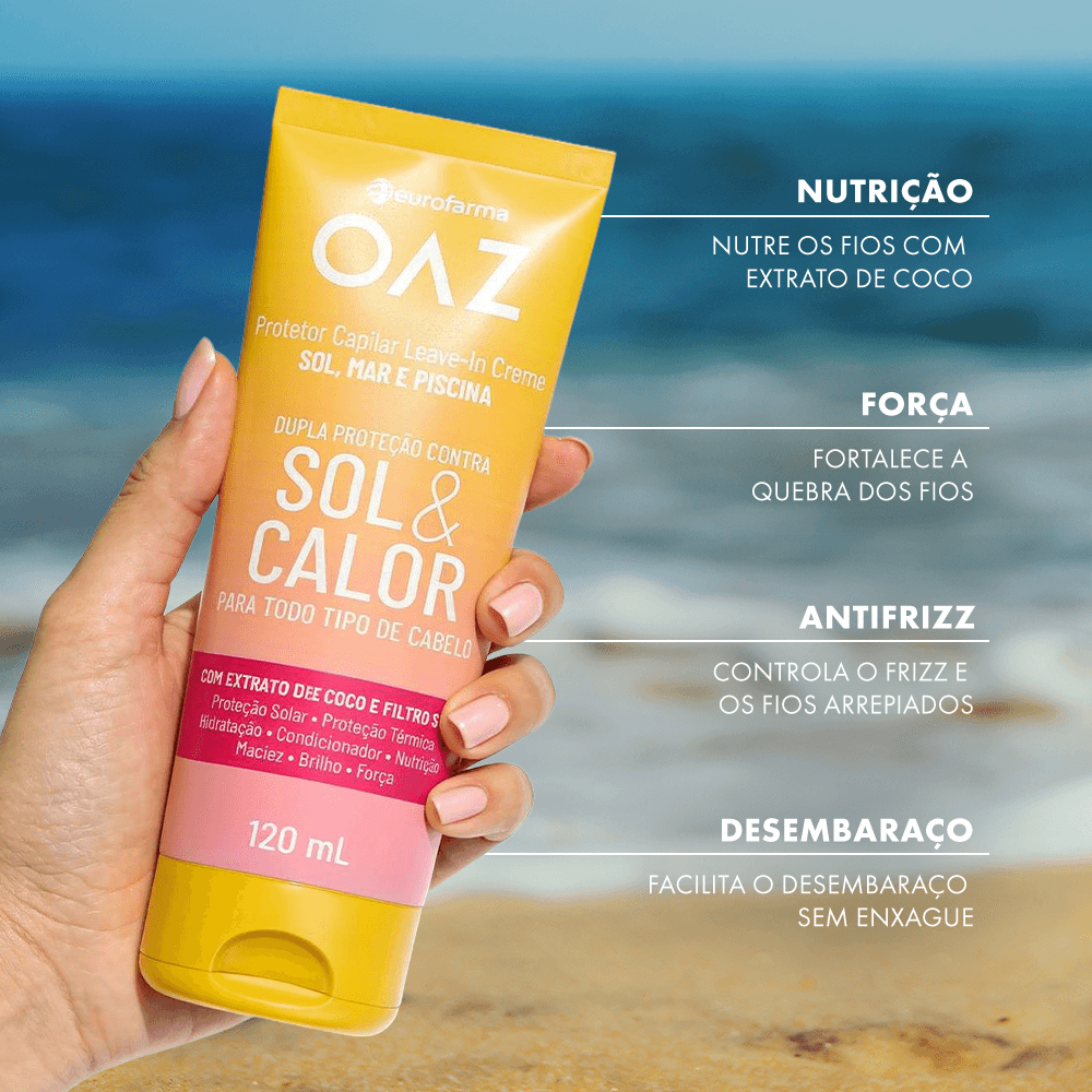 Protetor Capilar Creme Sol&Calor Leave-In OAZ 120ml - OAZ